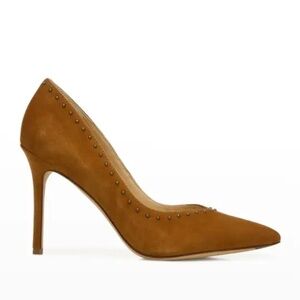 NEW Veronica Beard Nathalia Studded Suede Pointed-Toe Pumps in Hazelwood Sz. 7